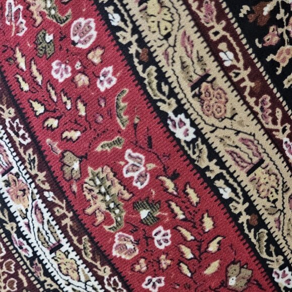 Y2K Womens 8 Dark Floral Midi Dress Dark‎ Red Tan Laceup Whimsigoth Boho Chiffon - Picture 8 of 11